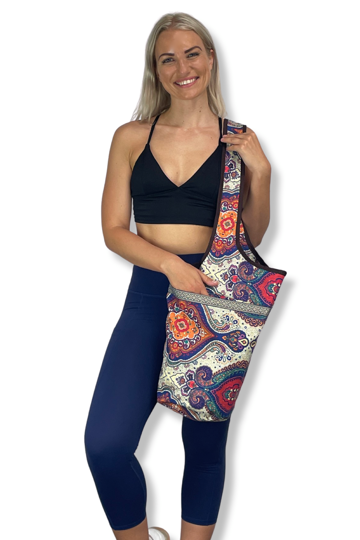 Yoga Mat Carrying Tote Bag with Large Pockets