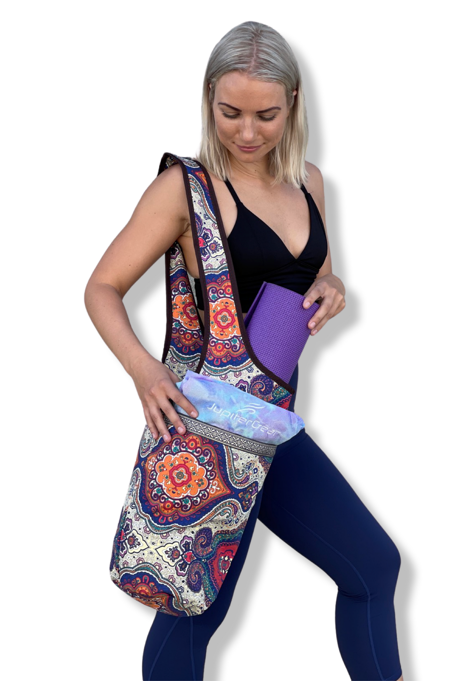 Yoga Mat Carrying Tote Bag with Large Pockets
